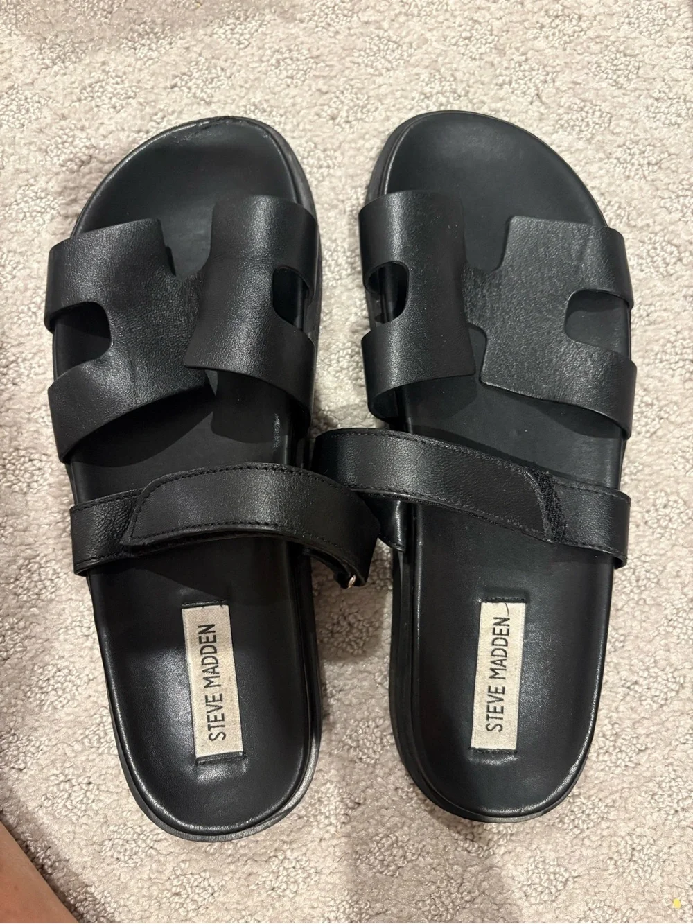 Steve Madden Black Men’s Dual-Strap Slide Sandals